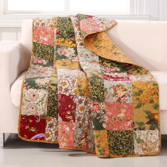 Greenland Home Antique Chic Quilted Patchwork Throw 50" X 60" Multicolor - Picture 2 of 11